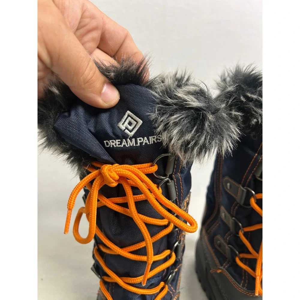 Winter Snow Dream Pairs Womens 4‎ Navy Blue Orange Kriver-1 Faux Fur Duck Boots